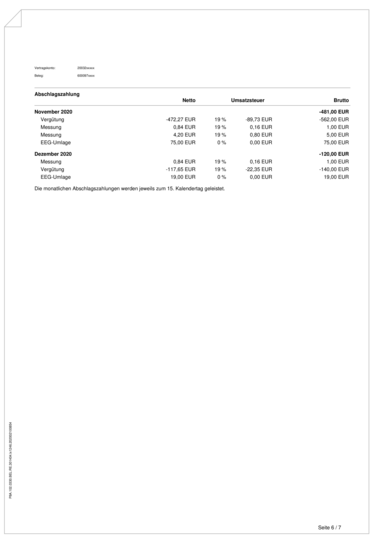 Seite 6 einer Beispielabrechnung einer PV-Anlage über 10 kW