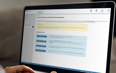 Desktop-Bildschirm zeigt Webseite Marktstammdatenregister der Bundesnetzagentur