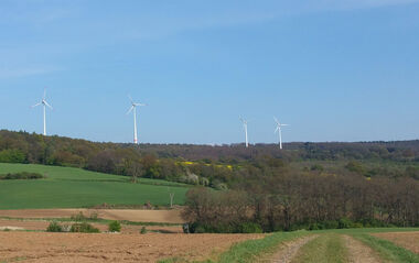 Blick auf den Windpark Binselberg bei Groß-Umstadt